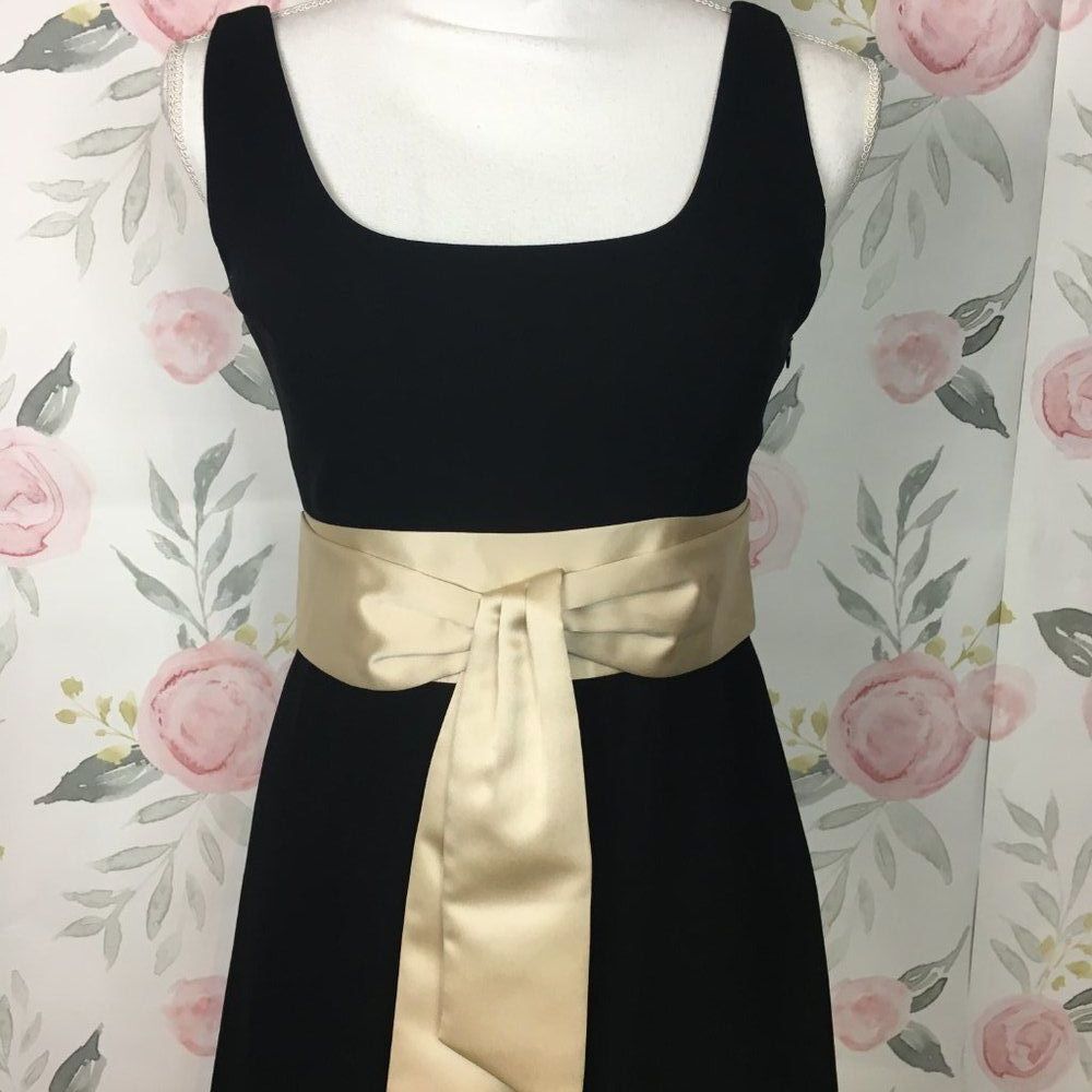 Elegant Ann Taylor Petite Black Chiffon Sleeveless Dress womens 2P XS Evening